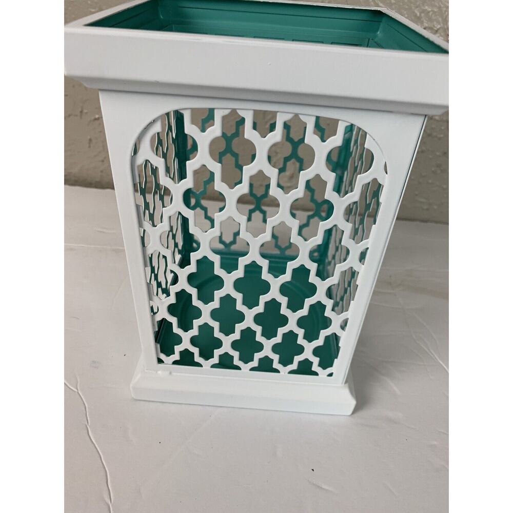 Yankee Candle White Mediterranean Open Top Lantern‎ White Teal Candle Holder